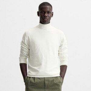 NWT Zara Viscose Blend Cream Off White Turtleneck Long Sleeve Sweater Men’s XL